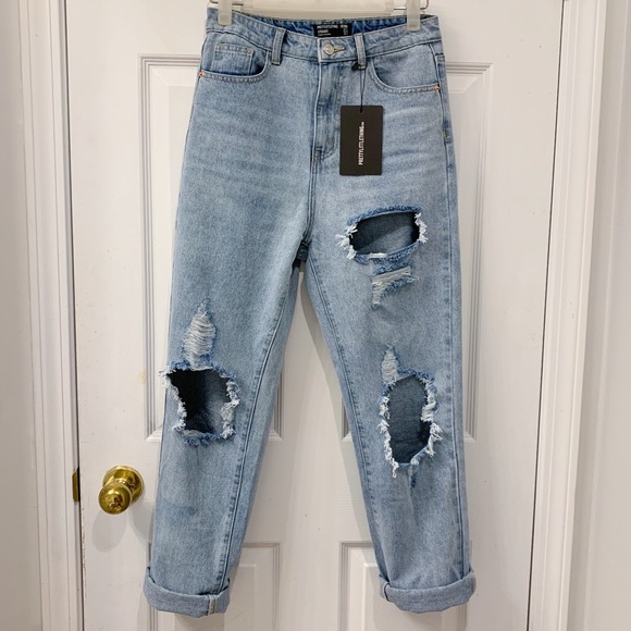 Light Wash Distressed Straight Leg Jean
